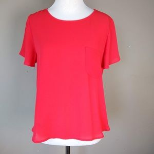 Lily White | Red Short Sleeve Blouse